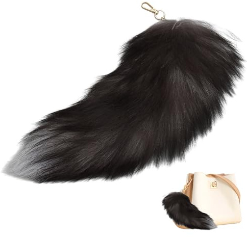 Porte-clés en Forme de Queue de Renard, 40 cm Porte Clef Mousqueton