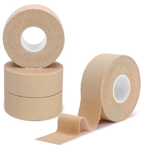 Xinstroe 4 Rollen Sport Tapes, 2,5cmx10m Sporttape Sport Tapeverband Selbstklebende Sportbandage für Fußball Klettern Alle Sportarten(Hautfarben)