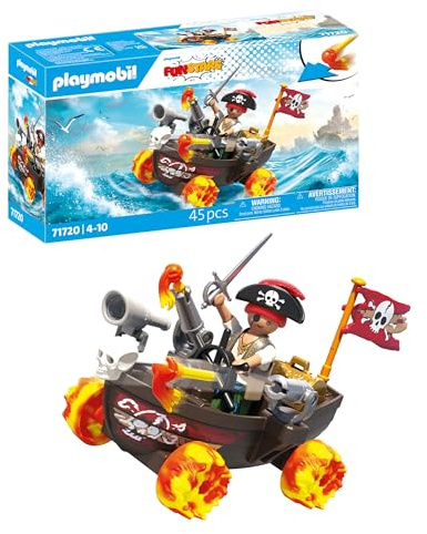 PLAYMOBIL | Fun Stars | Rasendes Piratenboot | Spielzeug ab 4 Jahren | Geschenk für Kinder | Spielzeug Auto | Mit Schießfunktion | 71717