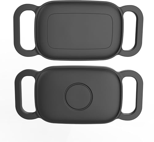 [2 Pack] Dog Collar Holder for Tile Pro 2024 Tracker, Waterproof Silicone case for Tile Life360 pro, Durable Flexible Scratch Resistant Cover Finder for pet cat Necklace Accessories(Black/Black)