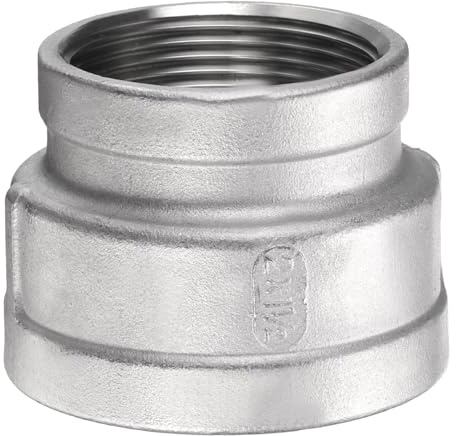 sourcing map Reducing Coupling 2 x1-1/2 NPT Female 304 Stainless Steel | Reducer Taper Cast Pipe Fitting Adopts for Water Oil Gas Tube