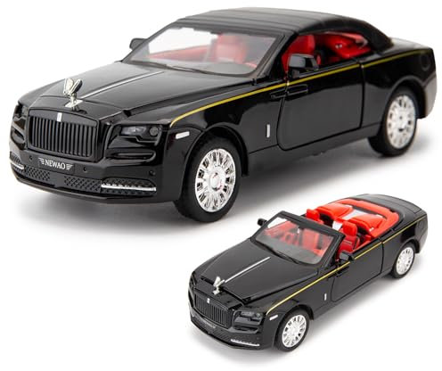imtfzct 1/32 Rolls-Royce Dawn Modellauto, Legierung Spielzeugauto mit Sound und Lichtfunktionen, Sammlerstück Pull Back Spielzeugauto Geschenk für Kinder Schwarz
