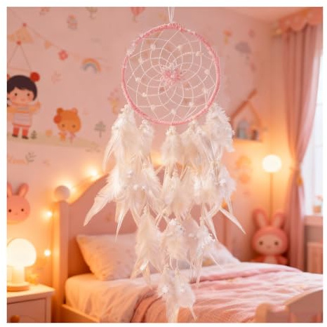 ZMaglorian Acchiappasogni con Piume, Fatto a Mano Acchiappasogni Indiano Dream Catcher per Decorazione Parete di Nozze Camera da Letto Casa Ragazze Bambini Regalo di Compleanno