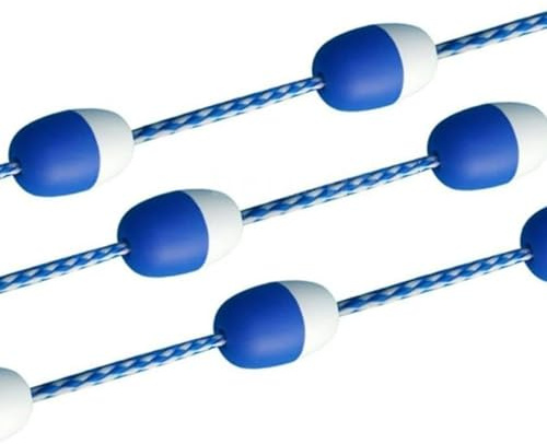 Floating Pool Safety Divider Swim Lane line, Adjustable Pool Safety Rope with Floating Buoys and 2 Pre-Assembled Hooks for Indoor and Outdoor (Blue,50ft)