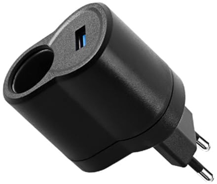 Adaptador de 220 V a 12 V para encendedor de cigarrillos con adaptador USB, CA-CC para coche, para furgoneta, camión, color negro