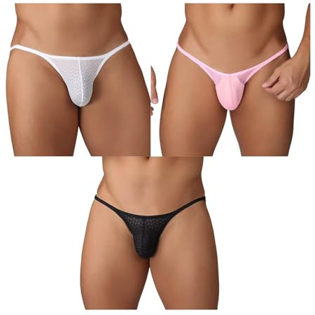 ZC8bdbd Slip en dentelle pour homme taille basse sexy en maille transparente