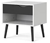 Dynamic24 Nachttisch Napoli Nachtschrank Nako schwarz/weiß