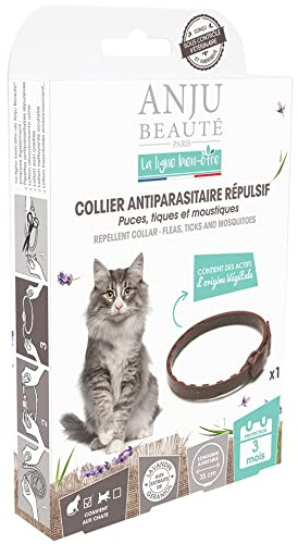 Anju Collier Antiparasitaire Répulsif Bien Etre Puces/Tiques/Moustiques pour Chat 35 cm