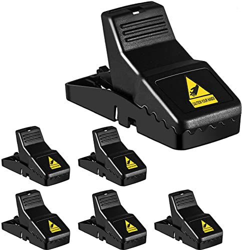 FEBCAT 6 pack mousetrap snap trap rat mouse catcher control against voles mice rat indoor and outdoor (black-E5)