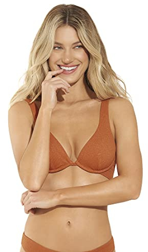 Maaji Women's Sunset Orange Salsa Underwire Top Without Molded Cups Bikini, Medium