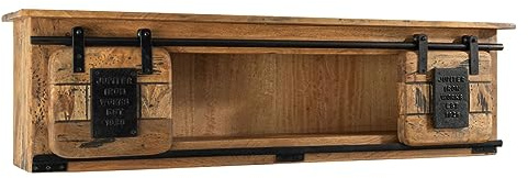 MASSIVMOEBEL24.DE Railway Wandregal 130x25x35 Mango 2-türig, Farbe:Natur lackiert, Größe:130x25x35 cm (BxTxH)