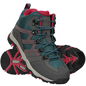 Mountain Warehouse Oscar Kids Walking Boots – Suede Footwear with Sturdy Grip, Padded Ankles & Strong Outsole – For Spring Summer Travelling, Hiking, Camping Teal Junior Shoe Size 4