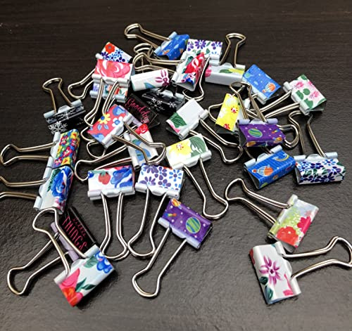 19mm Small Assorted Design Foldback Clips Paper Binder Clamps Clips Bulldog Colour (20)