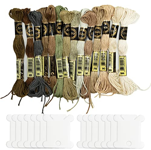 14 Skeins Stickgarn Halloween Gradient Brown Stickgarn Kreuzstich Fäden Freundschaftsarmbänder Floss mit 14 Garnspulen