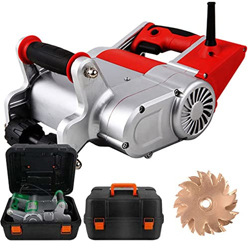 SATSAT Rozador De Pared EléCtrico, Ranuradora De Pared De 1100 W con Hoja Y Caja De 35 Mm/25 Mm, 1600 RPM, Profundidad De Ranura Ajustable (20-30 Mm), DiseñO Colgante,A-35mm