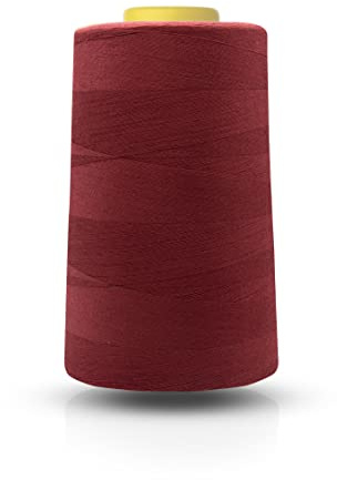 Realm Hilo de poliéster para máquina de coser con overlock individual, conos de 5000 yardas, blanco, negro, natural, azul marino, rojo (vino)