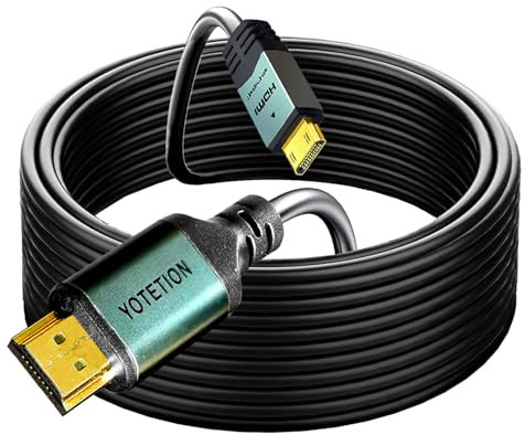 YOTETION Mini HDMI to HDMI Cable 40FT, High Speed 4K 60Hz HDMI 2.0 Cord, Compatible with Camera, Camcorder, Tablet and Graphics/Video Card, Laptop, Raspberry Pi Zero W