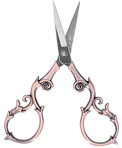 Stickschere, Vintage-Stil, Edelstahl, Nähschere, Retro, Kleine Handarbeitsschere für Bastelarbeiten, Stickereien, Häkelnadeln, Strickprojekte (Roségold)