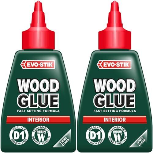 EVO-STIK Wood Glue - Interior, Extra Strong, Fast Setting, Suitable for All Wood Types, Dries Clear, 50ml (Pack of 2)