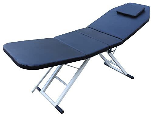 Donened 182 x 60 x 60 cm, lettino da massaggio, pieghevole, portatile, fino a 200-250 kg, con poggiatesta (nero)