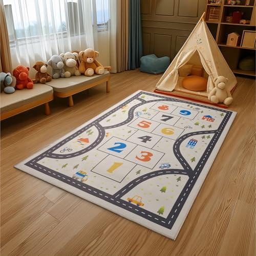 Navaris Tappeto Cameretta Bambini - Tappeto per Bambini Antiscivolo - Morbido Tappeto Gioco 160 x 120 cm - Tappeto Bimbi Decorativo e Robusto - Design Gioco della Campana