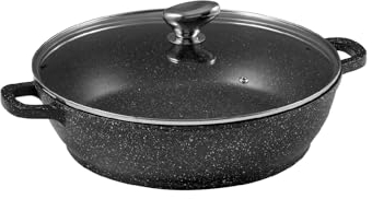 Pradel Excellence - PCUI001017 - Mijoteuse Fonte d'Aluminium Premium Ø32cm, Couvercle Verre - Revêtement Anti-Adhésif Façon Pierre - Poignée Amovible - Tout Feu, Noir