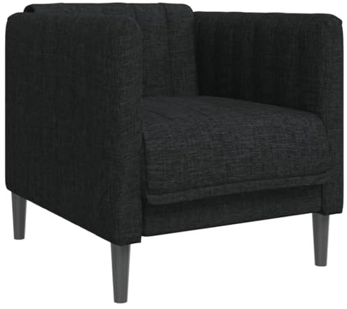 vidaXL Sillón, Silla Tapizada de Relax con Respaldo Reposabrazos, Sofá Individual de Descanso Televisión, Asiento para Salón, Tela Negro