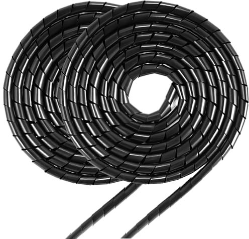 VEGCOO Gaine Spirale Flexible, 4mm x 8m& 6mm x 8m, Kit de Câble Rangement 2 Pack, Universelle pour Câbles, Protection de Câble, Câble en Spirale pour Protéger Le Câble d'Antenne TV, PC, USB, Télé