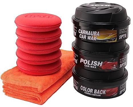 SPTA Handpolierschwamm, 10 Stück Auto Reinigungsschwämme Set Microfaser Autoschwamm Auto Polierschwamm Wachsen Applicator Pads Wachs Schwämm mit Carnauba Auto Wax für Detaillierung Polieren