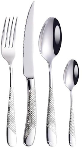 Silverbestick Bestickset, bordskniv, gaffel- och skedset Steakkniv och gaffel Guldbestick (Silver 8 set)
