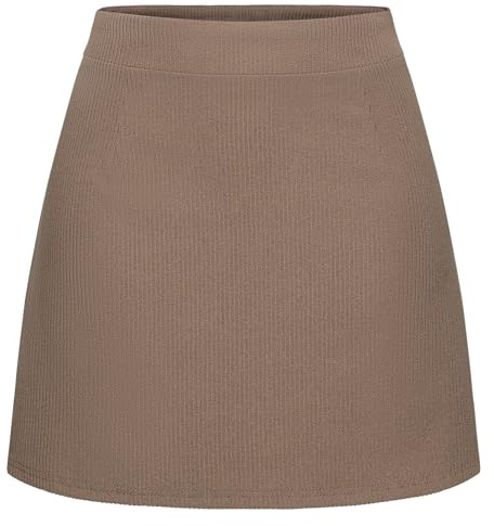 Timormode Mini Skirts for Women High Waisted Corduroy A Line Skirt 2026 Basic Casual Spring Pencil Skirts TMS8012 Brown L