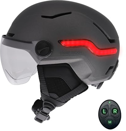 T'nB - Casco da bicicletta collegato Vizion per Uomo e Donna, LED Connessi, Indicatori di Direzione con Telecomando, Batteria USB-C, Taglia M (Circonferenza della testa 55–58 cm) - Nero