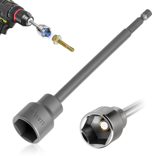 Caravan Leg Winder Drill Attachment 19mm Socket Caravan Corner Steady Drill Adaptor 150mm Stand Jack Extension Socket Adapter Electric Drill Leg Winder for Caravans Mobile Homes