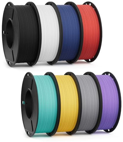 DEEPLEE Filament PLA Mat 1.75mm Multicolore, 8 Couleurs de 250g | Lot Bobine PLA Matte Filament Bundle pour Imprimantes 3D FDM, Haute Précision, Finition Mate