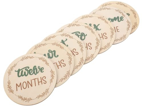 TOYANDONA Wooden Milestone Cards Set in Light Green, Double-sided Monthly Milestone Circles for Newborns and Babies, Safe and Portable Photo Props for Pictures with Your Little One