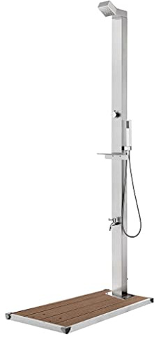 vidaXL Doccia da Giardino con Base Marrone 225 cm in Acciaio Inox
