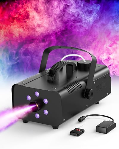Nebelmaschine, Propulsion Life 1200 W 6 RGB, automatische Nebelmaschine mit Funkfernbedienung, geeignet für Weihnachten, Halloween, Hochzeiten, Partys, Bühnenshows