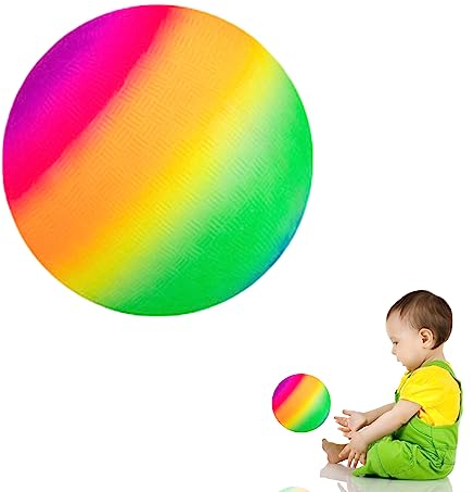 Bouncy Kickball, Ball für PVC Ball Kinder, Ball Kinder Draußen, Kinderball, Mehrfarbig Regenbogen Ball Kinder, Bälle für Kinder, Spielball Kinder, Kinder Ball für Indoor Outdoor 9-Zoll - Regenbogen