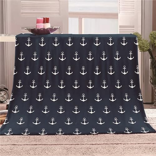 DUCATS Kuscheldecke Flanell Anker Motiv 150 x 200 cm Flauschige Weiche Wohndecke mit 3D-Digitaldruck - Gemütliche Sofadecke für Kinder, Jugendliche und Erwachsene, TV-Decken