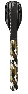 Akinod Gourmet Elegant Rak bestick med magnetisk insats (kniv, gaffel och sked) - magnetiskt rakt bestick 12H34 mod.BLACK MIRROR Camo Vert