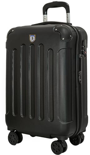 UTTAM 20 Inch Lightweight Travel Cabin Bag - Carry On Suitcase, ABS, Water Resistant & Safe Locking System - Easyjet Overhead Compliant (56x23x38cm) (Black)
