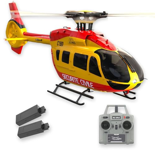 Ssccgym C190 H145 6CH Remote Control Helicopter Aircraft for Adults Beginners RC Heli Single Rotor No Ailerons Maintain Altitude Hover/Optical Flow Positioning RTF 335MM (Yellow 2-Battery)
