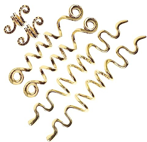 BELLIFFY 6piezas Accesorios Para Dreadlocks y Trenzas De Adornos Para Cabello Joyas Para Peinados Anillos Dorados y Espirales Para Trenzar