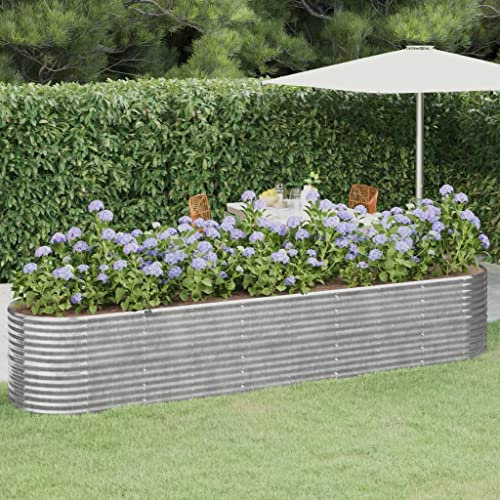 puraday Jardinière surélevée pour jardin 368 x 80 x 68 cm - Jardinière pour terrasse, potager - Spirale d'herbes XXL - Jardinière surélevée en métal - En acier - Argenté