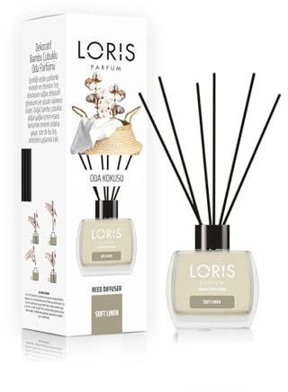 LORIS Diffuseur de Parfum Batônnets 120mL - Diffuseur de Parfum - Parfum de Maison - Reed Diffuseur pour Salon, Chambre, Salle de Bain et Bureau (Linge Frais)