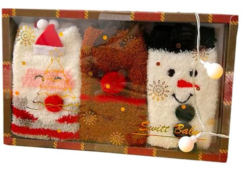 3 Paare Weihnachten Socken Damen Weihnachtskalender 2024, Damen Socken Weihnachten Set für Weihnachts Geschenkset (DE/NL/SE/PL, Alphanumerisch, Einheitsgröße, Regular, Regular, B)