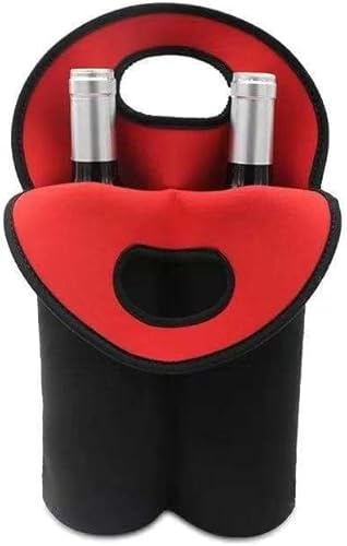 Harrington Marley 2 Wine Bottle Carrier Bag Neoprene Wine Pouch Sleeve, Tote for Picnic, Great for Wine, Beer, Water Bottles, Sports Black Protective