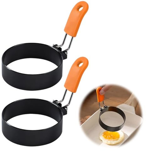 2 Stück Spiegeleierformen für die Pfanne,Pancake Form,Spiegeleiform,Eierform für die Pfanne,Spiegeleier Form,Eierformer,Pochierte Eier Form,Panflip Egg Pfannkuchenform,Kinder Liwanzenpfanne(Orange)
