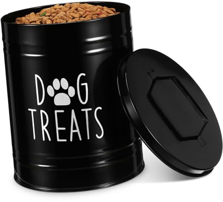 Zerodeko Contenedor De Almacenamiento Hermético De Comida Para Perros Metal Caja De Comida Para Mascotas Con Tapa Recipiente Para Snacks De Perro Diseño Compacto Para Cocina y Hogar