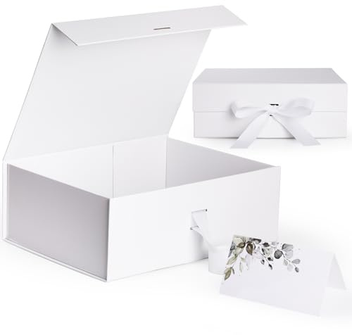 Caja de Regalo con Tapa 29 * 22 * 10.5cm, GeeRic Cajas de Regalo Magnéticas con Tapas MagnéTica y Cinta, para Embalaje de Regalos de Bodas y CumpleañOs Navidad